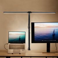 Double Head LED Clip Remote Control Desk Lamp Architect Table Lamp for Home Office Lighting 5 Color Modes and 5 Dimmable