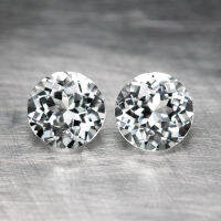 5.00 ct ไวท์ โทแพส 2 เม็ด (White Topaz) ทรงกลม สีขาว