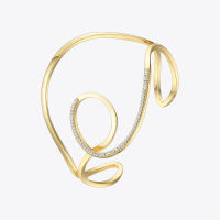 ENFASHION Wave Curve Wide Bangle Boho Open Cuff Bangles For Women Statement celets Jewelry Fashion Accessories 2020 BF192010