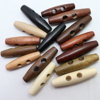 【cw】 50pcs Meetee Wooden Buttons 30-60mm 2 Holes Natural Wood Horn Toggle for Wool Sweater Coat Bags Garment Accessories C1-27 ！