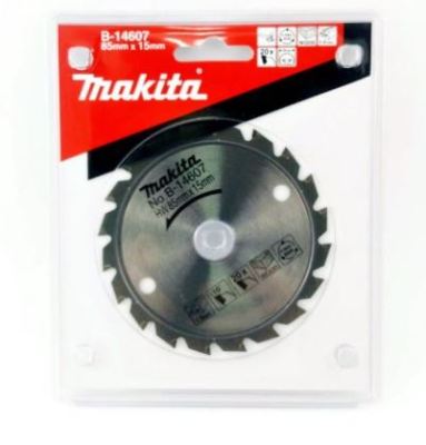 MAKITA  Accessories SAW blade for wood size 85MM*15 MM * 20 T  ใบเลื่อย ตัไม้ ใช้กับรุ่น HS300DWEขนาดใบเลื่อย  3 นิ้ว รู 15 มิล จำนวนฟัน 20 ฟัน  part no.  B-14607 (TT)  ยี่ห้อ มากีต้า