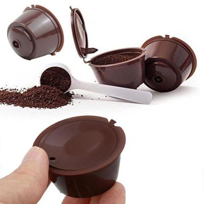 【YF】 Copos de filtro reusáveis da cápsula do café grupo com escova colher malha aço inoxidável eco-amigável apropriado para dolce gusto