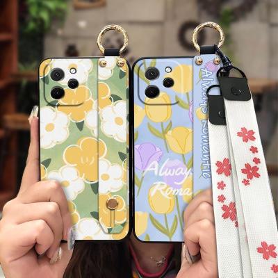 cartoon Lanyard Phone Case For Huawei Nova Y61/Enjoy 50Z Back Cover protective painting flowers sunflower armor case