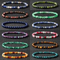 4MM Reiki Natural Stone Beads Bracelets For Women Men Agate Lava Stretch Bracelet Wholesale Tiny Bangles Handmade Simple Jewelry