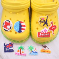 1pcs Hawaii Paris London Shoe Charms Bowknot Accessories Adult Travel PVC Sandals Shoe Buckle Fit Bracelet Croc Jibz