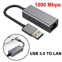 USB3.0 กิกะบิต LAN อะแดปเตอร์เครือข่ายกิกะบิต USB 1000Mbs ขั้วต่ออะแดปเตอร์อีเทอร์เน็ต เปลือกอลูมิเนียม แข็งแรง ทนทาน