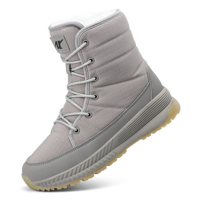 New Winter Womens Boots Outdoor Snow Boots Ladies Warm Middle Calf Winter Boots Comfortable Non-slip Womens Shoes with Laces