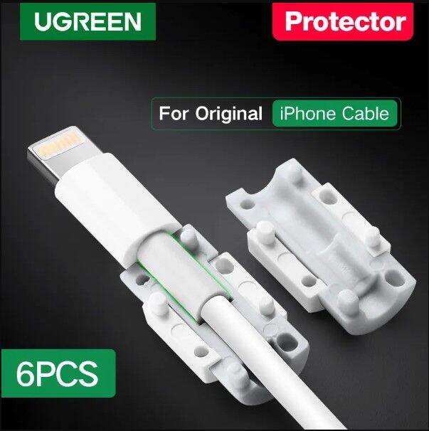 ป้องกันสายหัก-ugreen-cable-protector-for-lightning-charger-protection-cable-usb-cord-saver-bite-usb-cable-6ชิ้น