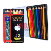 Bút chì màu hộp thiếc 12 màu Gstar thân chì dài màu sắc tươi sáng chất