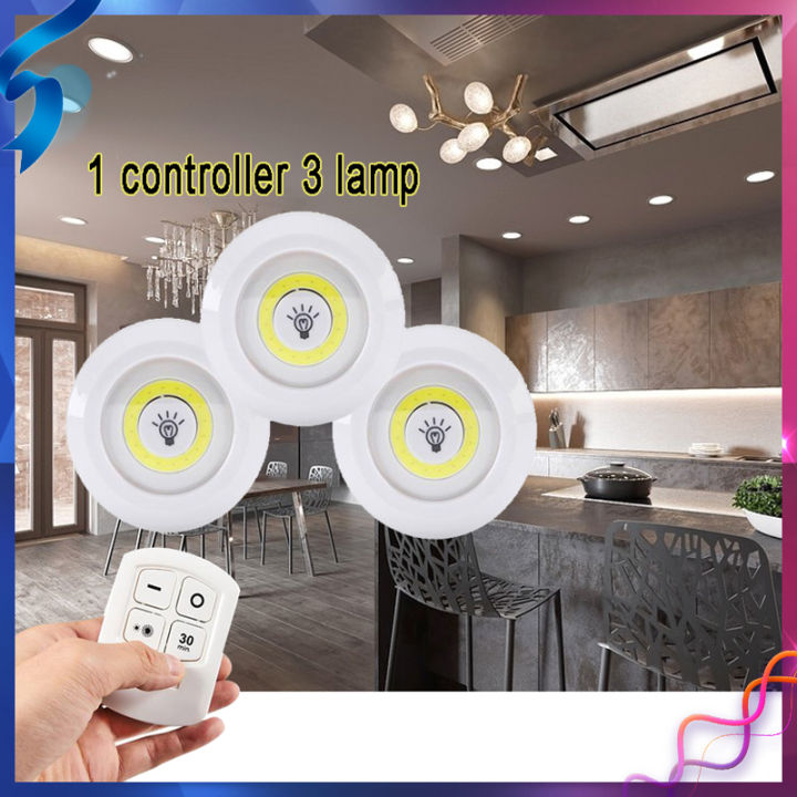 3W Super Bright Cob Under Cabinet Light LED Wireless Remote Control  Dimmable Wardrobe Night Lamp Home Bedroom Closet Kitchen