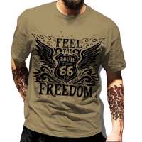 Personality Vintage Historic Route 66 T Shirt Men Short Sleeve Pure Cotton T-shirt Casual America Highway Tee Top Graphic Tshirt