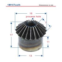 1m15teeth บีเวลเส้นผ่านศูนย์กลางภายนอก16มม. ความสูงรวม17มม. รูเกียร์วัสดุเหล็กคาร์บอนต่ำ