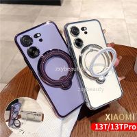 เคสสำหรับ Xiaomi 13T Pro 5G 2023เคสมือถือกันกระแทกฝา TPU เนื้อนิ่มโปร่งใสใสสำหรับ Mi13T 13TPro Mi 13T พร้อมเคสหลังตัวยึดห่วง