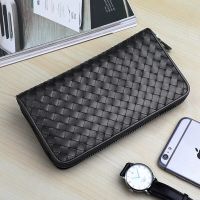 2023 New★ Sheepskin woven wallet mens 2018 new wallet zipper mens trendy long section ladies clutch bag handbag genuine leather