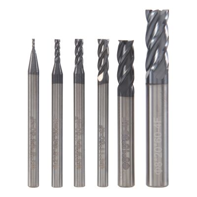 6Pcs 4 Flutes End Mills Set for Steels Square CNC Carbide Milling Cutter Spiral Router Bits Dia(1 2 3 4 6 8mm)