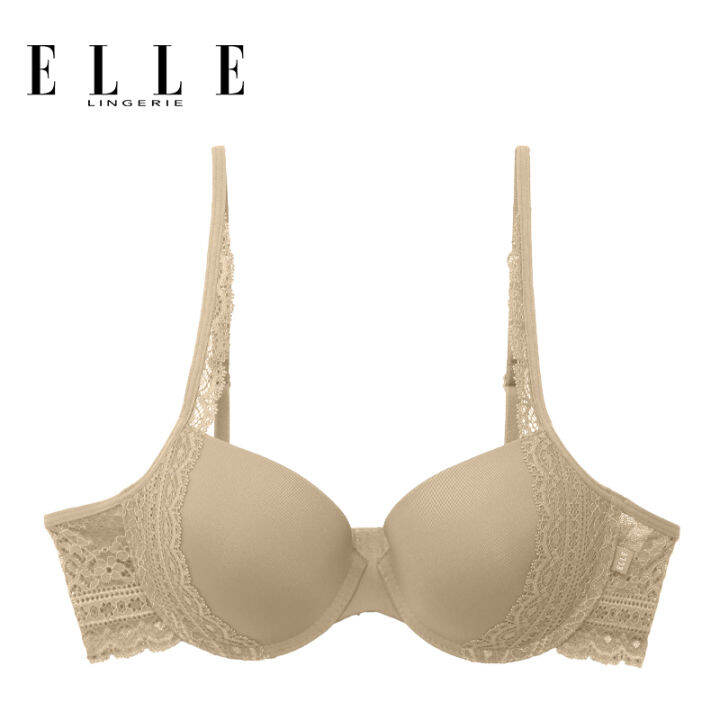 elle-lingerie-moulded-bra-ยกทรงเสริม-push-up-เต้าเรียบตัดต่อลูกไม้-lb7534