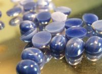 พลอยลิลลี่สตาร์สีน้ำเงิน LAB CREATED BLUE STAR SAPPHIRE BRILLIANT COLOR CORUNDUM OVAL  7x5MM 2 PCS