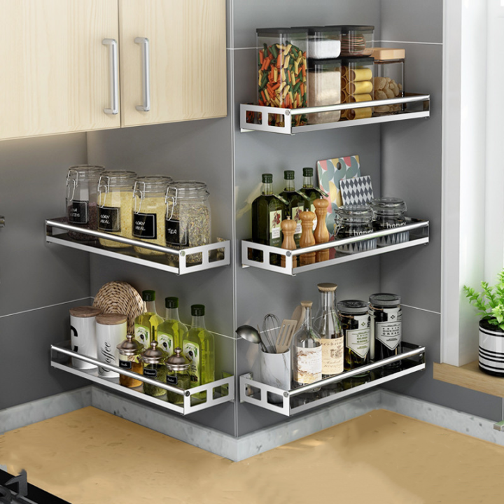Stainless Steel Kitchen Shelf Storage Organizer Spice Rack Wall Mounted