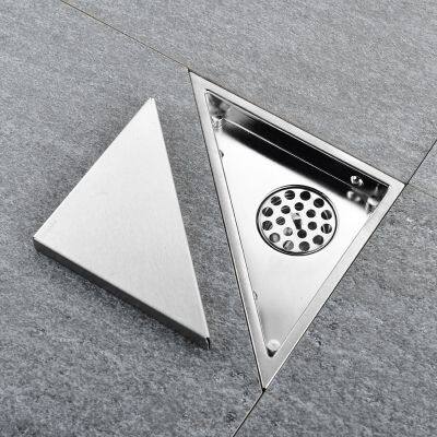 Stainless Steel Triangle Invisible Floor Drain Balcony Bathroom Corner Floor Drain Deodorant Tile Insert Shower Drain Fast Drain  by Hs2023