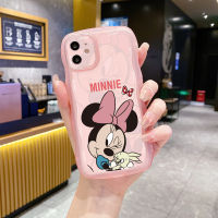 เคสสำหรับ iPhone 14 Pro Max 13 12 11 XR 8 7 Plus SE2 XS Max Bunny Mickey Minnie สองขอบคลื่นเคสป้องกันเลนส์เต็มรูปแบบ