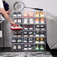 6pcs/set Fold Plastic Shoes Thickened Transparent Drawer Shoe Boxes Stackable Organizer Shoebox