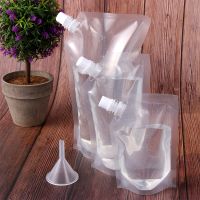 Food Grade Material Spout Pouch Travel Container Juice Stockpile Stand-up Wine Milk Coffee Liquid Flask Storage Bag With Funnel