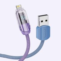 Squsxios/type C Display สายยูเอสบีชาร์จไวหน้าจอดิจิทัลหัวปลั๊ก USB จอแสดงผล USB 2.4A ยูเอสบีสายเคเบิลข้อมูลสายข้อมูลชนิด C ชนิดโปร่งใสอุปกรณ์เสริมโทรศัพท์มือถือเคเบิลข้อมูล