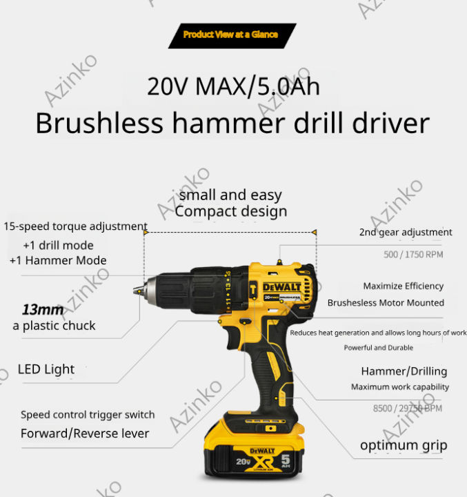 dewalt-ชุดสว่านค้อนเอนกประสงค์20v-แบตเตอรี่1ก้อน