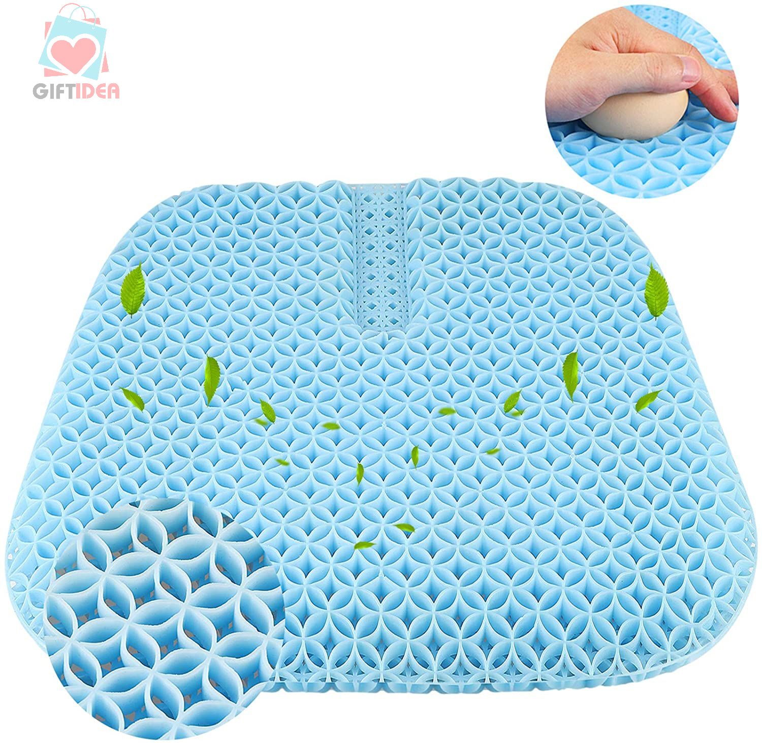 Azsure Large Enhanced Gel Seat Cushion for Office Chair Pad Wheelchair Cushion & Car Seat Egg Pressure Test Nonslip Cover Back Lumbar Support Tailbone Sciatica Pain Pressure Relief Pillow Pads 