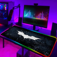 Batmans โลโก้อะนิเมะ LED Mouse Pad Extended Pad อุปกรณ์เสริม Deskmat Gaming RGB Mousepad คีย์บอร์ด Mause Gamer Pc Pads