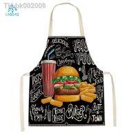 ₪✹ Coffee Hamburger Printed Kitchen Aprons for Adult Kids Household Linen Bib Fruits Vegetables Cooking Baking Apron Cleaning Tool