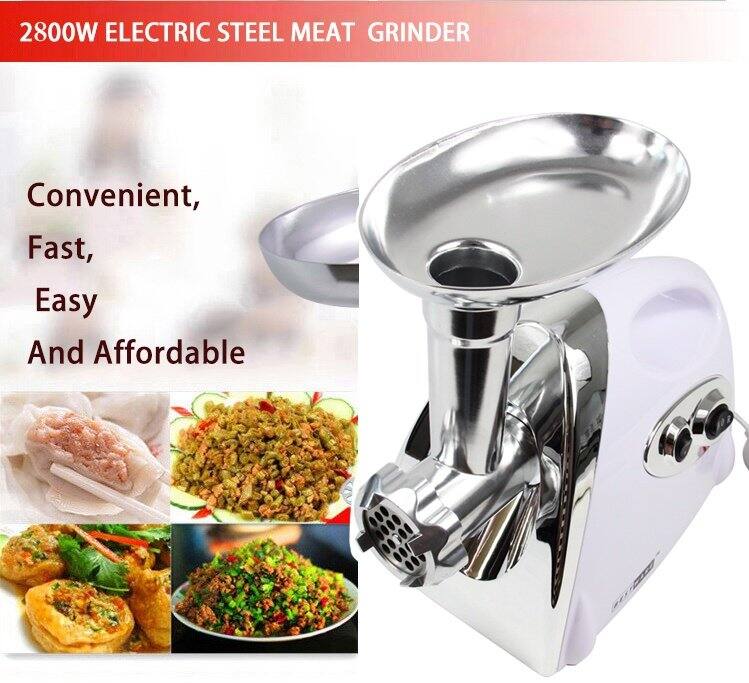 2800W Electric Multi-function Meat Grinder 3 Blades Stainless Steel Sausage Fill