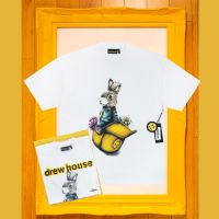 DREW HOUSE เสื้อยืดแขนสั้นสำหรับผู้ชายและผู้หญิง,เสื้อยืดผ้าฝ้ายทรงหลวมลายกระต่ายแบบอเมริกันฤดูร้อน