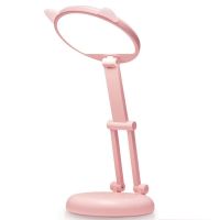 Kids Desk Lamp Girl,LED Pink Small Ring Lights for Home Office,Portable Folding Desk Lamp with USB Charging