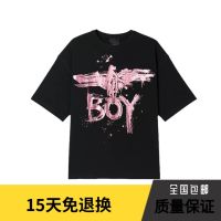 เสื้อยืดแขนสั้น Boy London แท้สำหรับผู้หญิงหน้าอกอินเทรนด์สีชมพูนกอินทรีฤดูร้อนพิมพ์ตัวอักษรคอกลมผู้ชายแขนสั้นนำเข้าใหม่