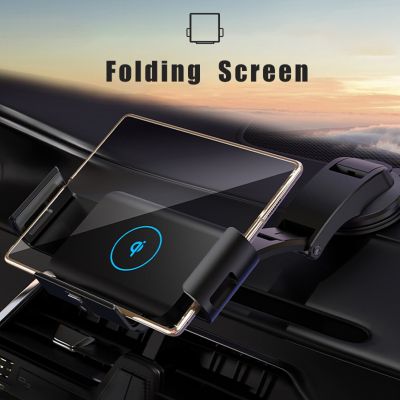 For Samsung Z Fold 4 2 3 Fold S22 S21 Ultra S20 Note 20 9 HUAWEI iPhone 13 12 Pro Max Fast Wireless Car Charger Stand Air outlet Car Chargers