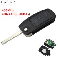 【❉HOT SALE❉】 haokao5 Okeytech กุญแจรถรีโมทพลิกพับได้3ปุ่มชิป4d63 433Mhz สำหรับฟอร์ดโฟกัส Fiesta C Max Galaxy พร้อม4d63ชิป