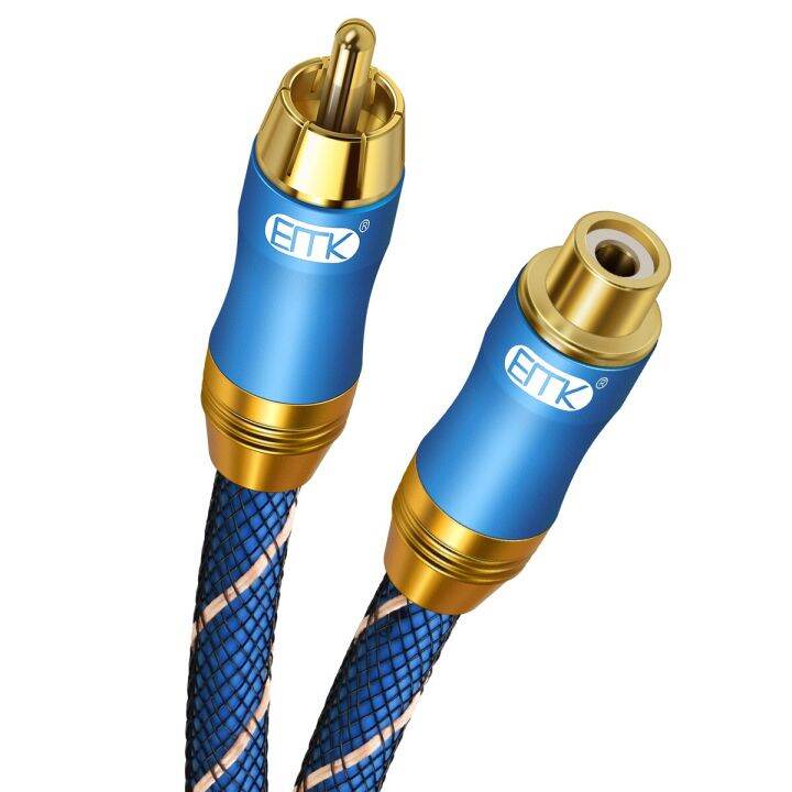 EMK RCA Cable RCA to RCA Digital Coaxial Cable 24KGold Plated Male to Female Subwoofer Cable