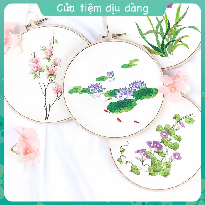 Set Thêu Embroidery (Kèm Khung ,Vải In Sẵn Mẫu Và Chỉ Thêu, Kim) - Thêu Hoa  Làm Đồ Thủ Công | Lazada.Vn