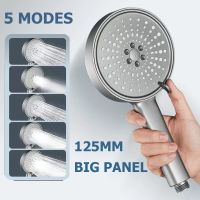 Zloog Shower Head 5 Modes Black High Pressure Rainfall Shower Water Saving Large Panel Big Boost Sprayer Bathroom Accessories