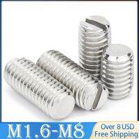 100pcs M1.6 M2 M2.5 M3 M4 M5 M6 M8 GB73 304 Stainless Steel Slotted Head Flat Point End Headless Grub Bolt Set Screw