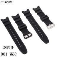 Suitable for SGW-100 notch 12MM black rubber strap electronic watch chain male waterproof