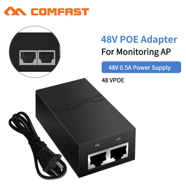 COMFAST 48V 0.5A POE Injector for CCTV IP Camera USA or EU Power Over