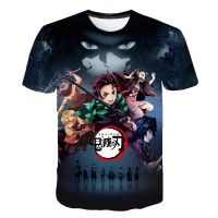 อะนิเมะปีศาจนักฆ่า Kimetsu No Yaiba เสื้อยืดคอสเพลย์ฤดูร้อนแขนสั้นเสื้อผ้าเด็กการ์ตูนผีใบมีดรูปแบบเสื้อยืด