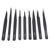 1 PCS precision black tweezers -10 11/12/13/14/15/16/17/34 pointed elbow round edge tweezers stainless steel tool Colanders Food Strainers