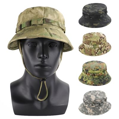 [hot]Boonie Hat Military Tactical Bucket Hats For Safari Men Women Hunting Fishing Outdoor Camo Camouflage Cotton Sun Cap