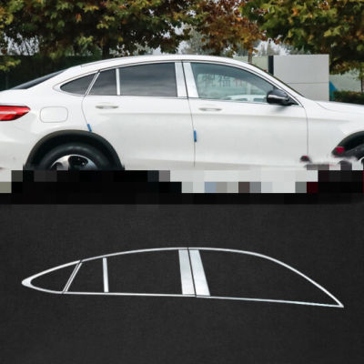 ชิ้นสแตนเลสรถยนต์ของตกแต่งขอบหน้าต่างหน้าต่างประดับตกแต่งเสาตัดให้พอดีกับ Benz SPORTSCAR GLC COUPE GLC 2019 2020 Car แต่งทรง87Tixgportz