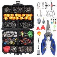 263pcs/Set Fishing Accessories Set with Tackle Box Including Plier Jig Hooks Sinker Weight Swivels Snaps Sinker Slides Accessories