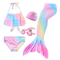 New Kids Girls Mermaid Tails Costume Swimsuit Bikini Bathing Suit Dress With Goggles Cap For Child Swim Holiday Party