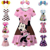 Girls Mickey ชุดเจ้าหญิงเด็กเครื่องแต่งกาย Mickey เด็กผู้หญิงน่ารักสั้น ชุดวันเกิด Party Dress